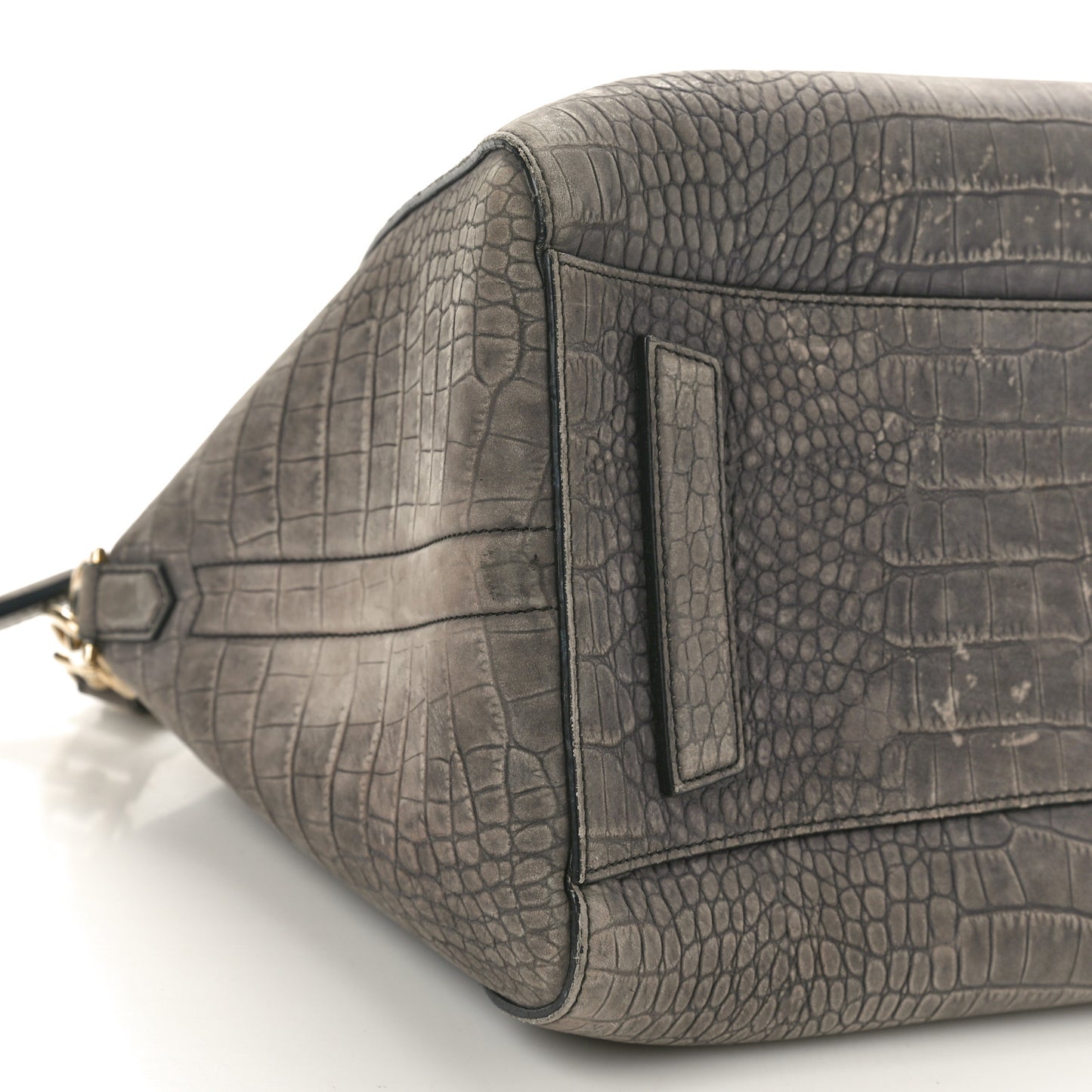 Nubuck Crocodile Embossed Medium Antigona Washed Black