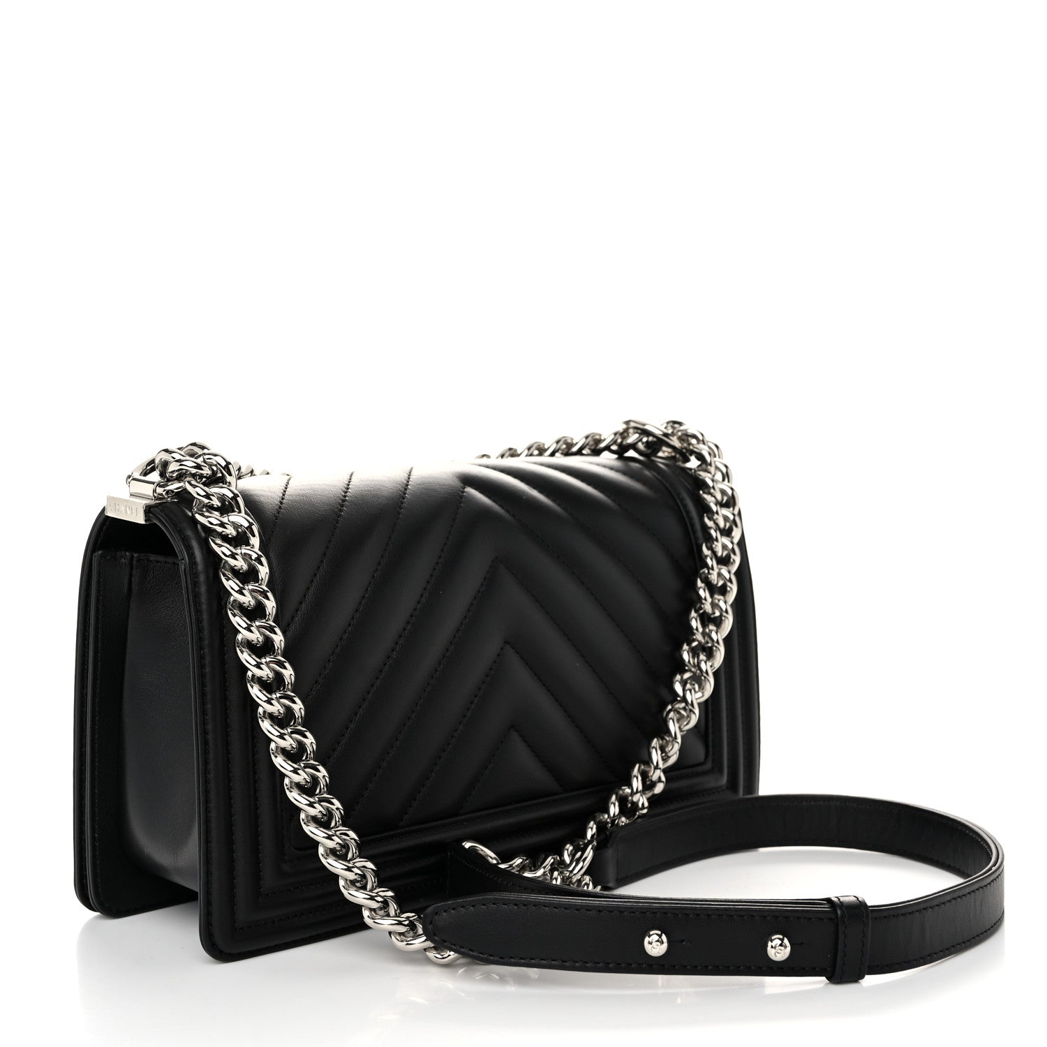 Chanel Calfskin Chevron Quilted Medium Boy Flap Black 3 of 11