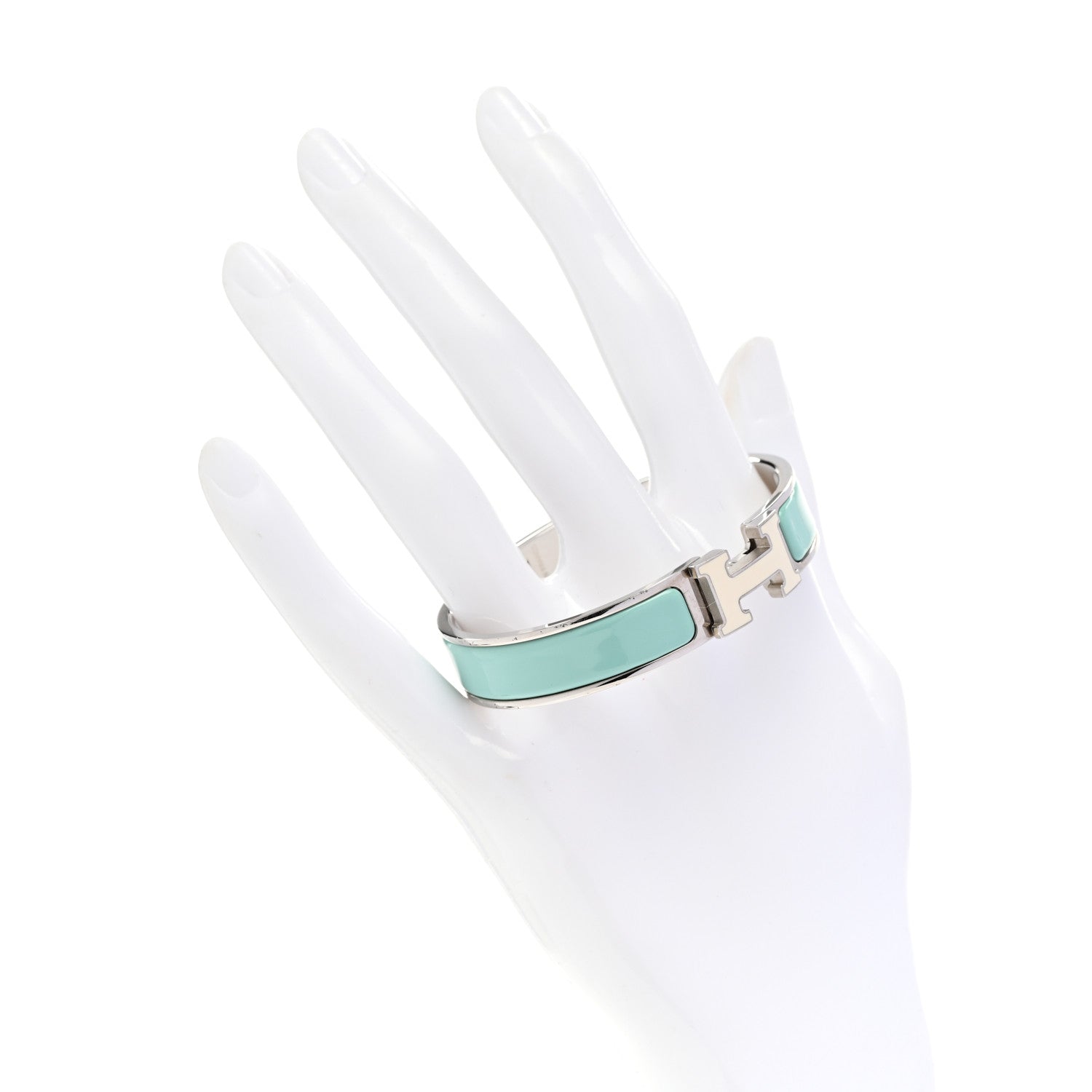 Hermes Enamel Narrow Clic Clac H Bracelet Lagon White 2 of 4