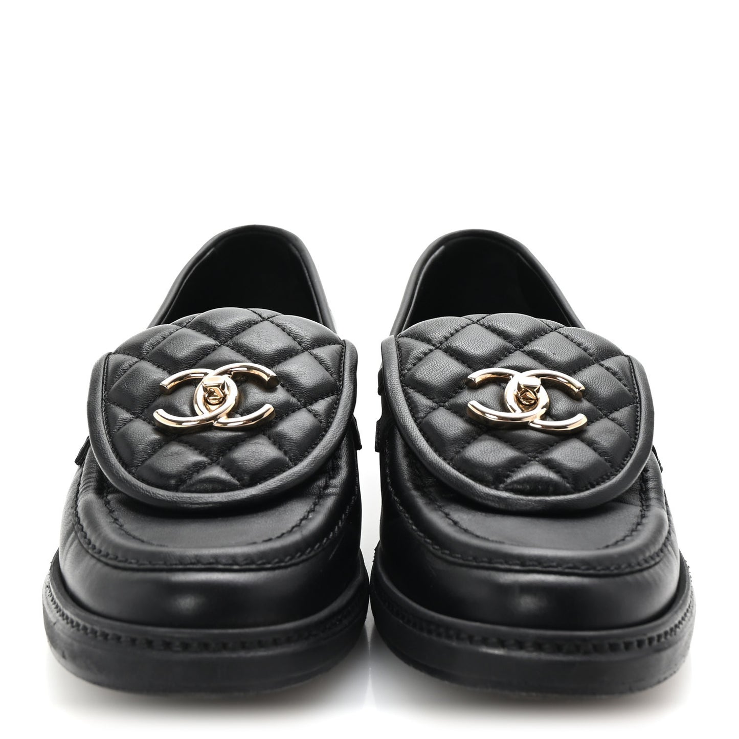 Lambskin Quilted CC Turnlock Loafers 37.5 Black