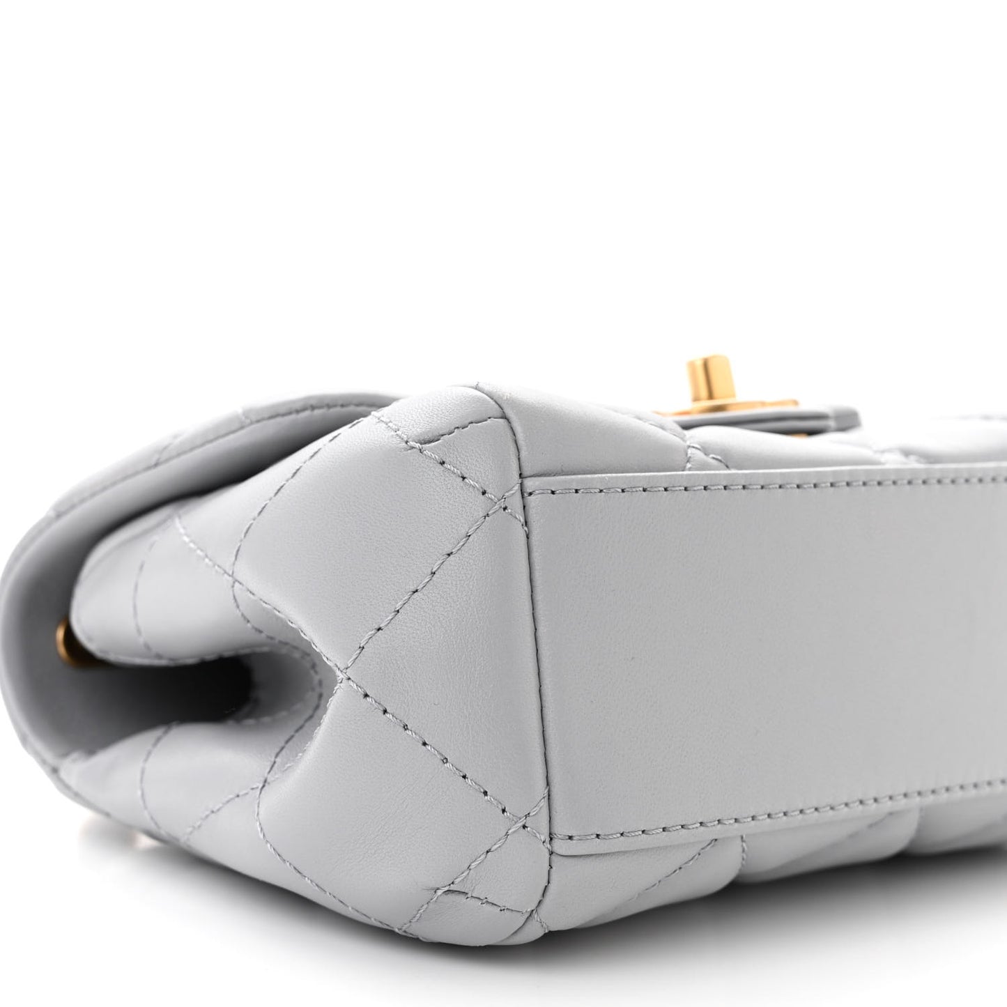 Lambskin Quilted Mini Flap Light Grey