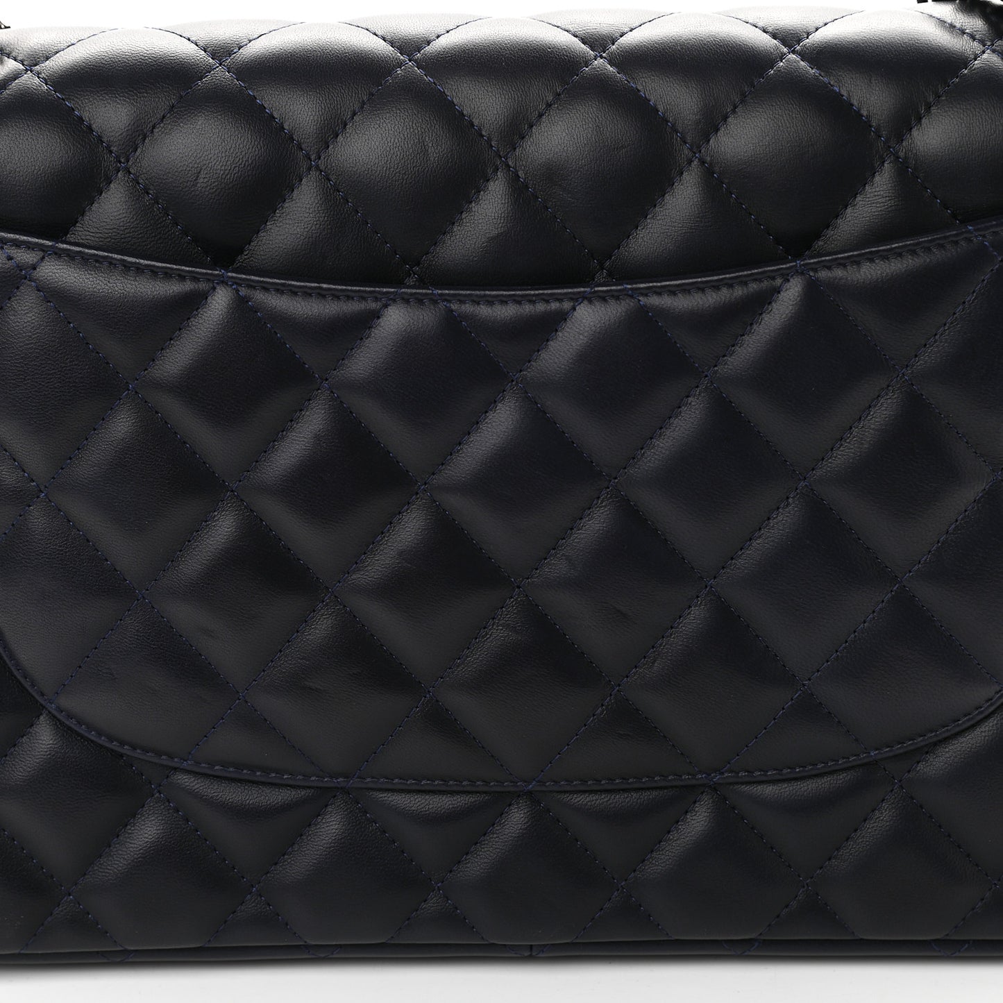 Lambskin Quilted Jumbo Double Flap Dark Blue