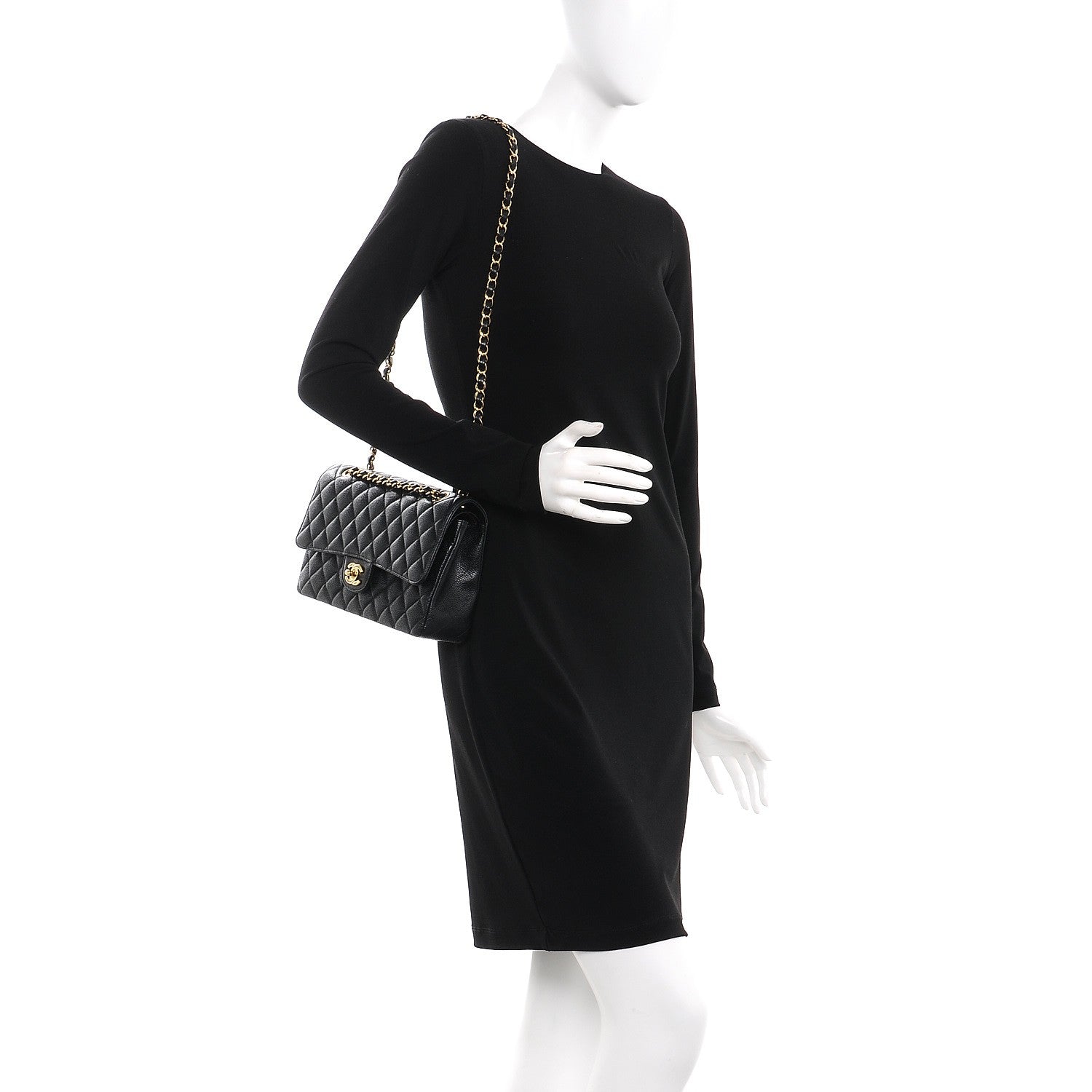 Chanel Caviar Quilted Medium Double Flap Black 2 of 8