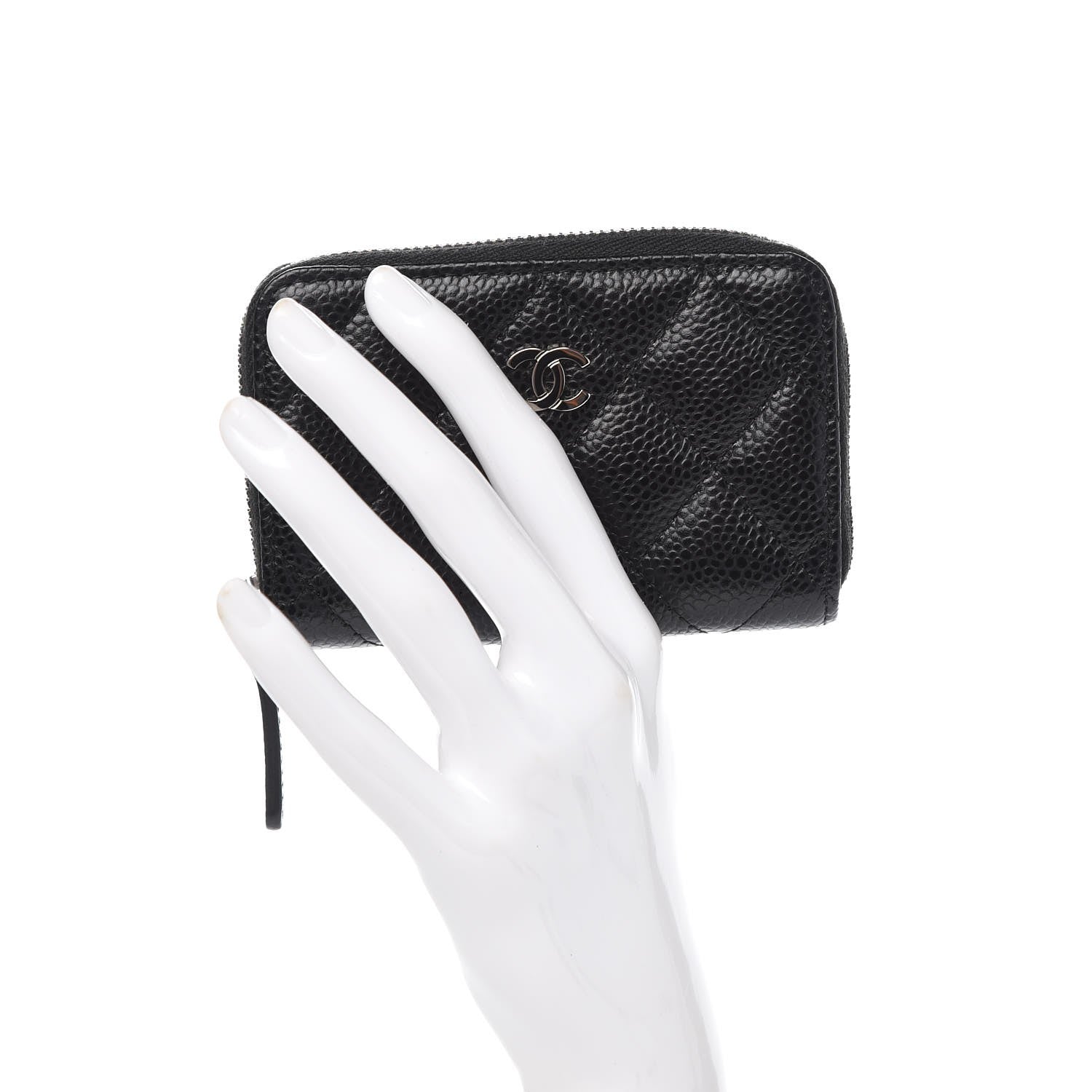 Chanel Caviar Quilted Zip Coin Purse Black 2 of 7