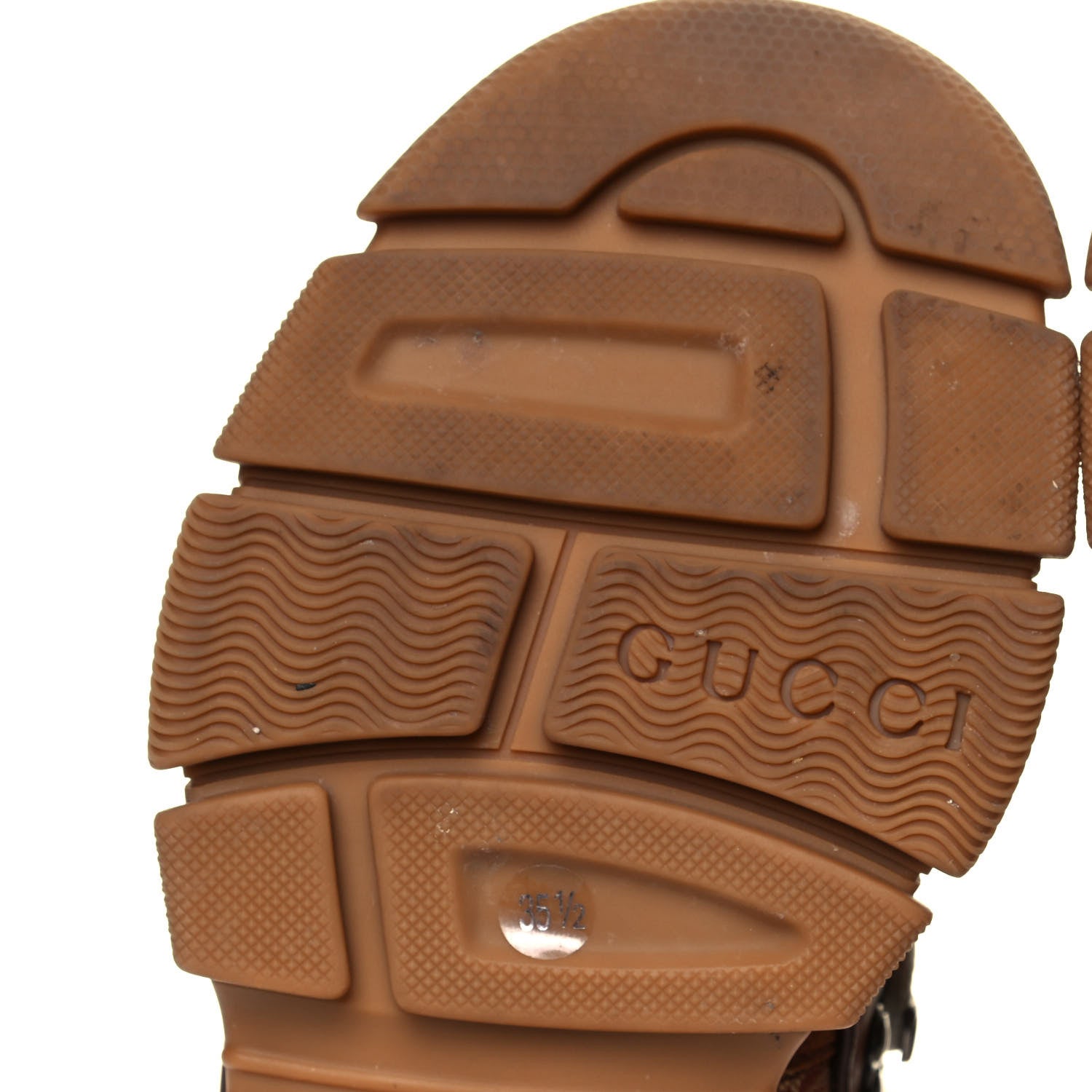 Gucci X SEGA Suede Calfskin GG Monogram Womens Flashtrek High-Top Sneakers 35.5 New Cuir Beige Ruggine 6 of 8