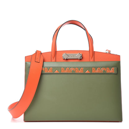 MCM Calfskin Medium Milano Tote Tangerine Tango Winter Mos 1 of 10