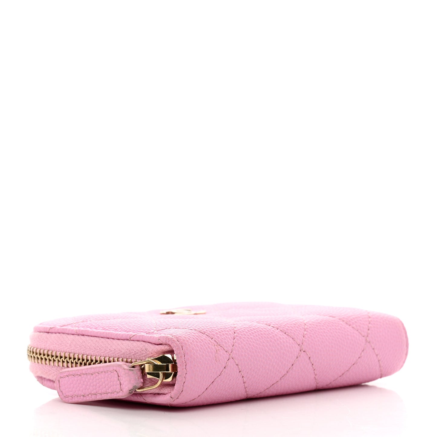 Caviar Quilted Zip Coin Purse Pink