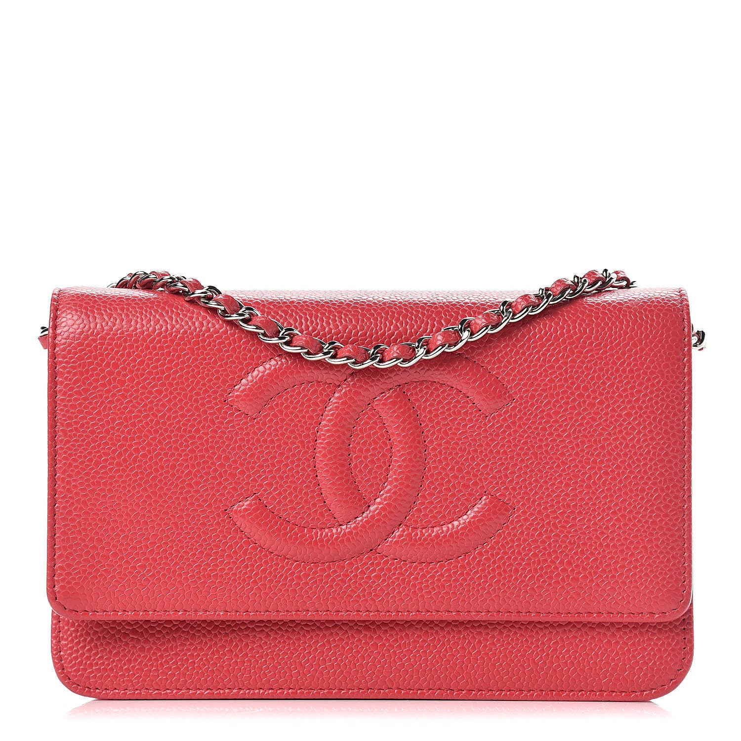 Chanel Caviar Timeless CC Wallet On Chain WOC Red 1 of 12