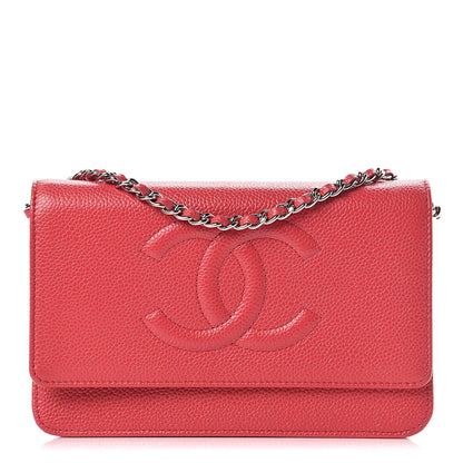 Chanel Caviar Timeless CC Wallet On Chain WOC Red 1 of 12