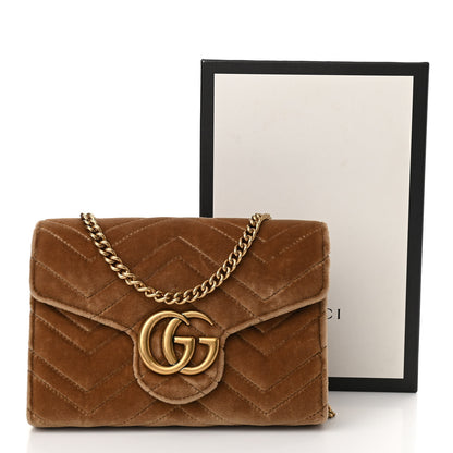 Gucci Velvet Matelasse GG Marmont Chain Wallet Taupe 11 of 11
