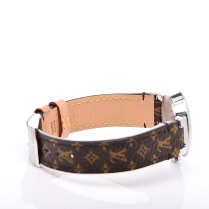 Louis Vuitton Stainless Steel Monogram Diamond 28mm Tambour Slim Quartz Watch 7 of 8