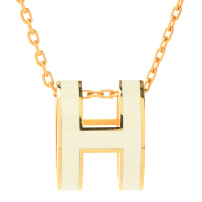 Hermes Lacquered Gold Pop H Pendant Necklace White 4 of 7