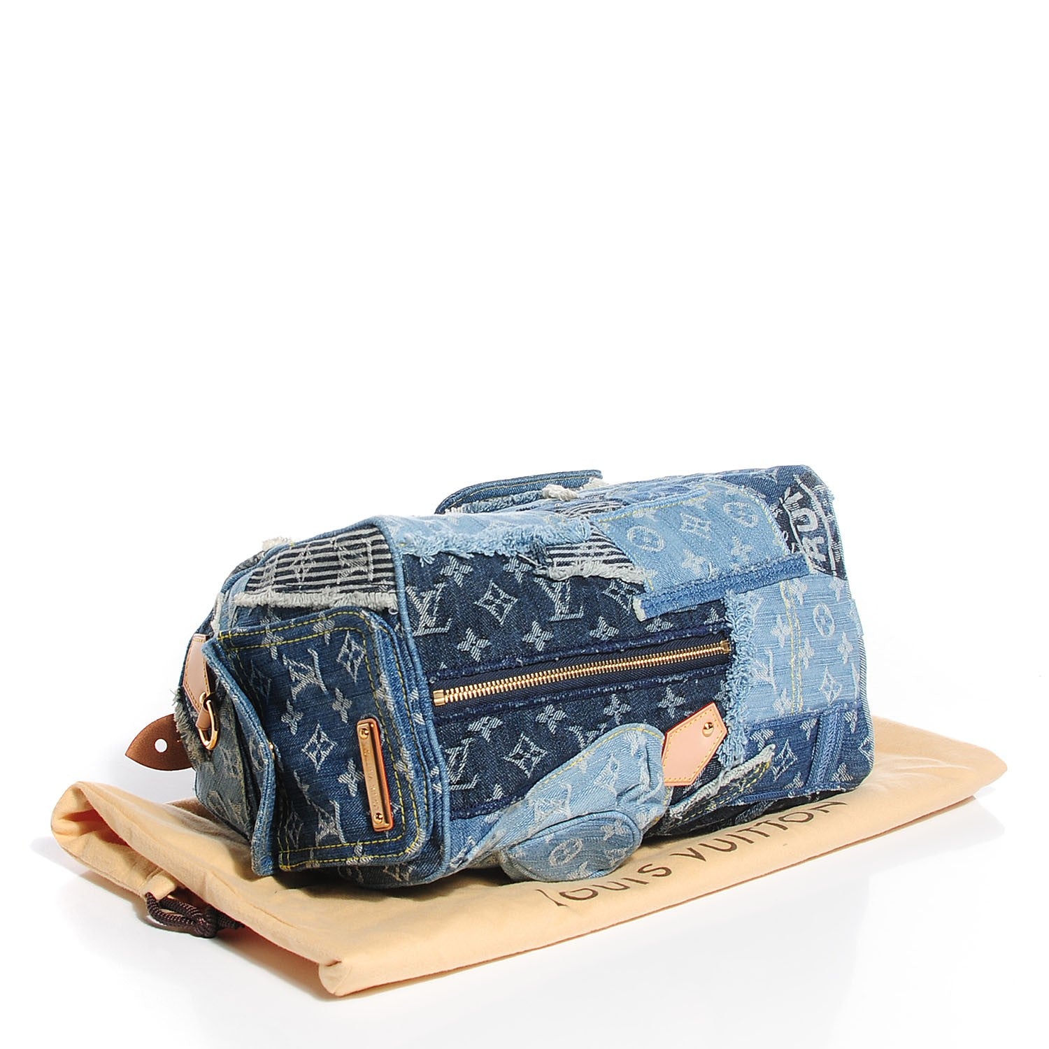 Louis Vuitton Denim Patchwork Speedy 30 Blue 4 of 7