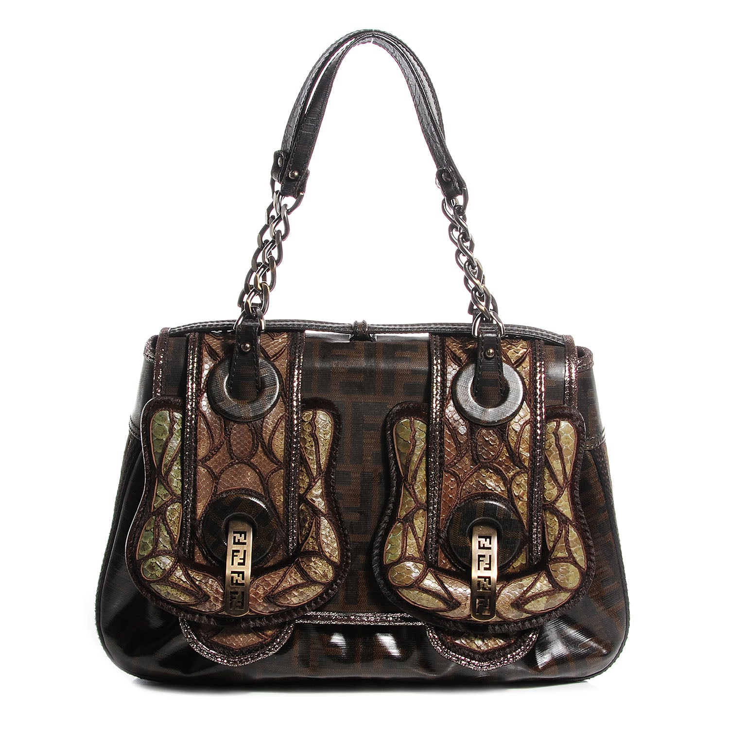 Fendi Python Zucca Spalmati B Bag Tobacco 1 of 9