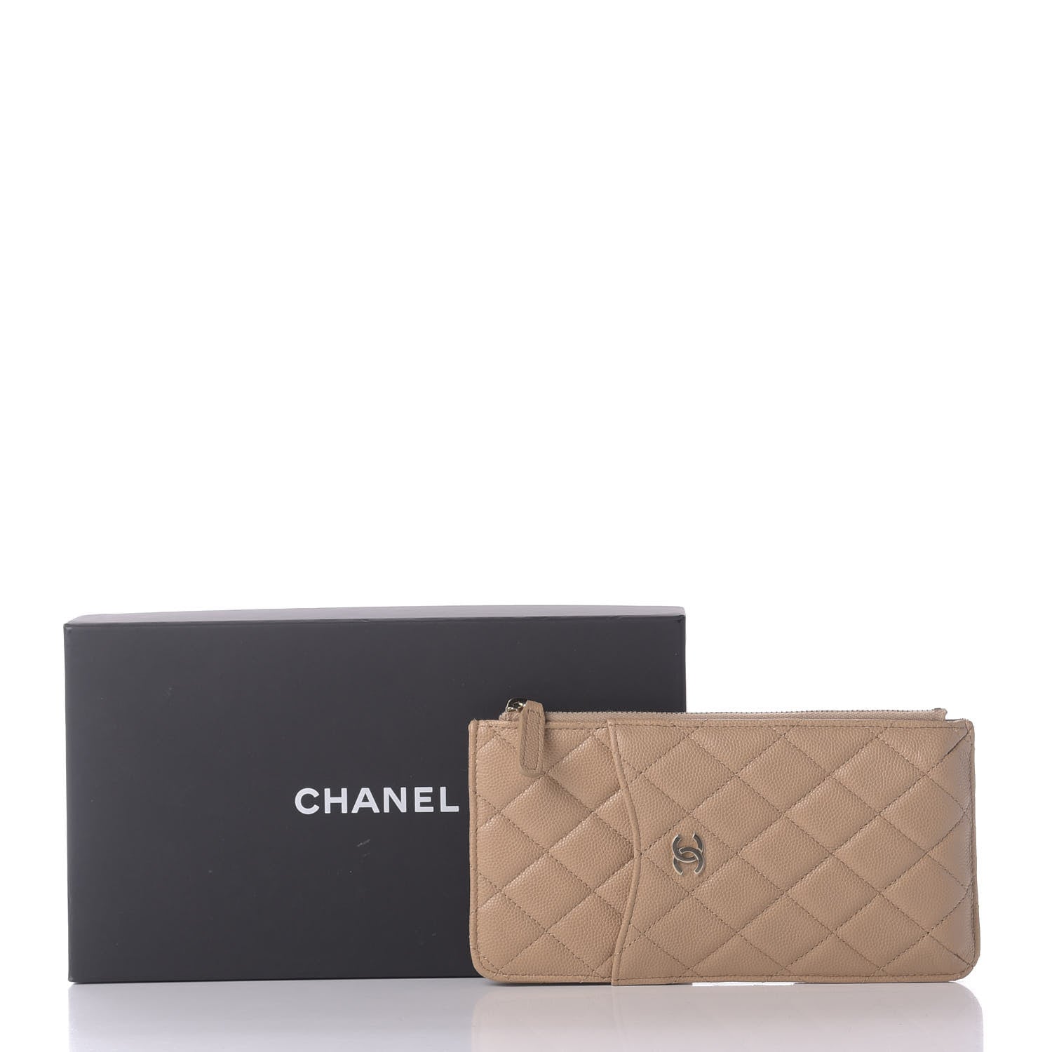 Chanel Caviar Quilted Classic Flat Wallet Pouch Beige 11 of 11