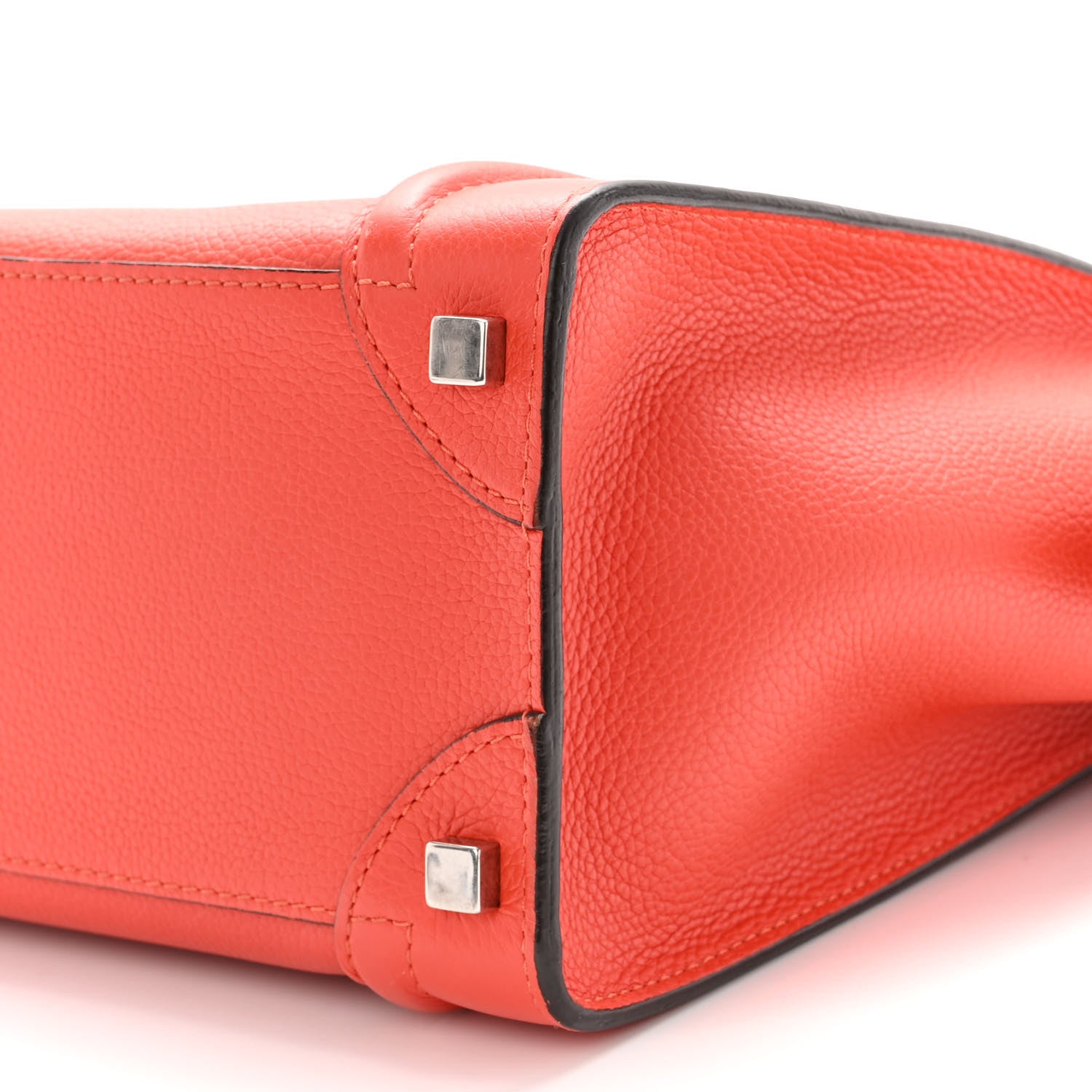 Celine Drummed Calfskin Micro Luggage Vermillion 10 of 11