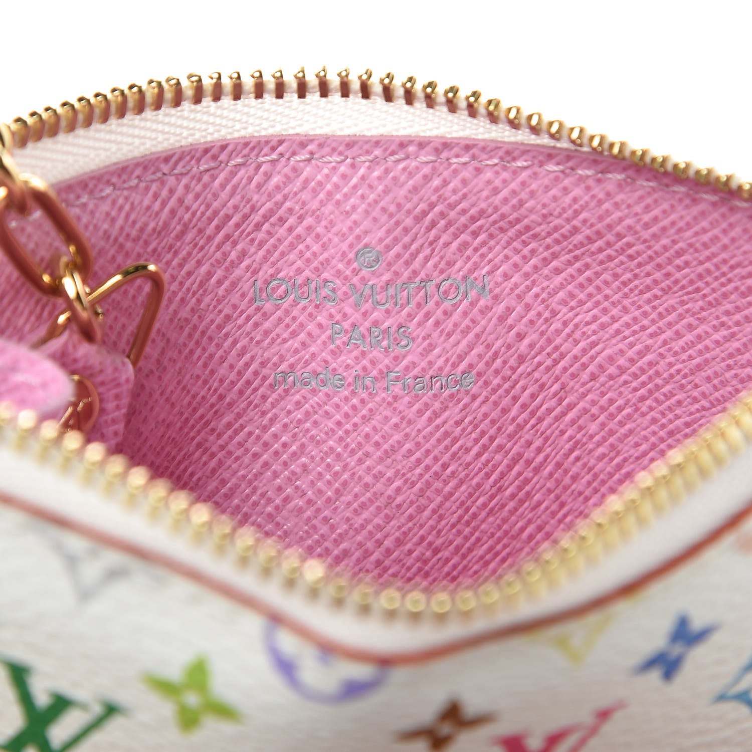 Louis Vuitton Monogram Multicolor Key Pouch White Litchi 6 of 7