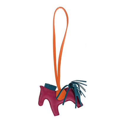 Hermes Milo Lambskin Grigri Rodeo Horse Bag Charm PM Tosca Bleu Izmir Orange 1 of 5