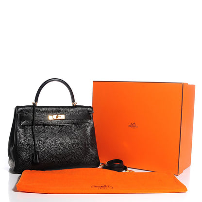 Hermes Fjord Kelly Retourne 35 Black 26 of 26