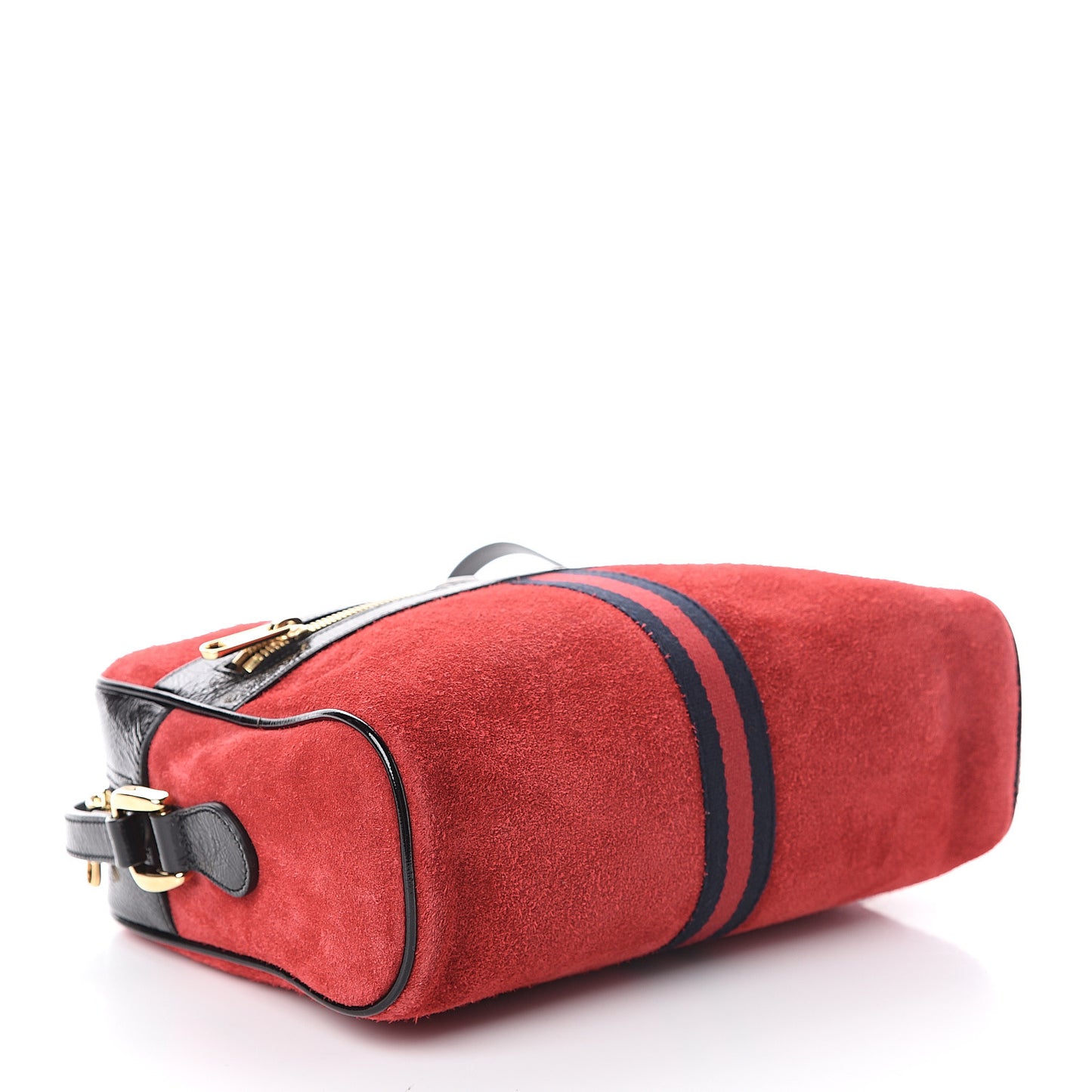 Suede Patent Web Small Ophidia Shoulder Bag Hibiscus Red Black