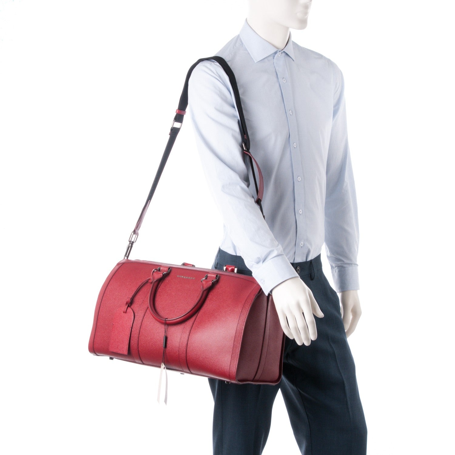 Burberry London Calfskin Boston Holdall 45 Cherry 2 of 6