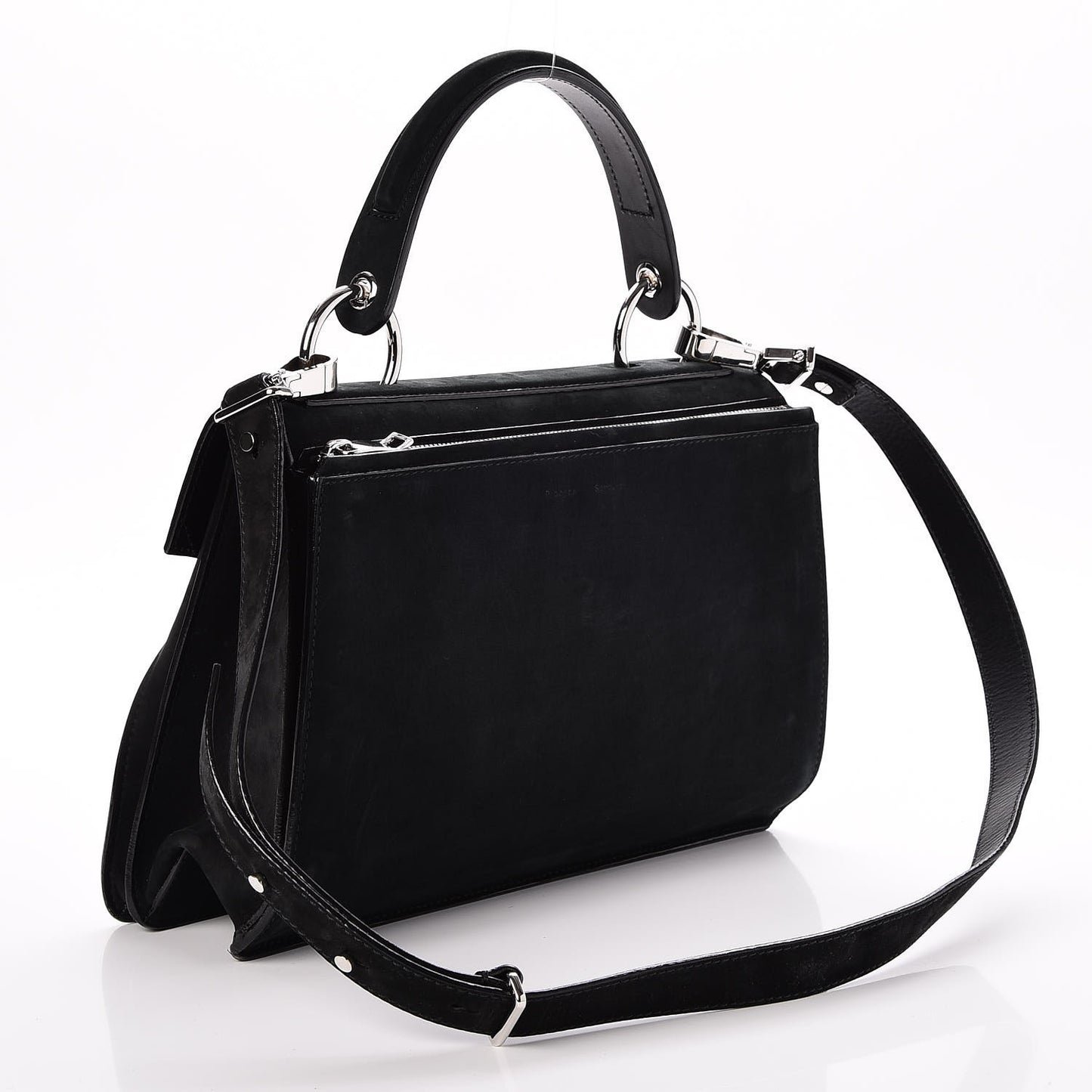 Suede Medium Hava Top Handle Bag Black