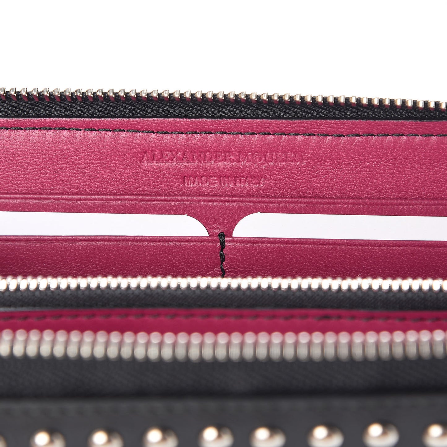 Nappa Studded Skull Continental Zip Wallet Black