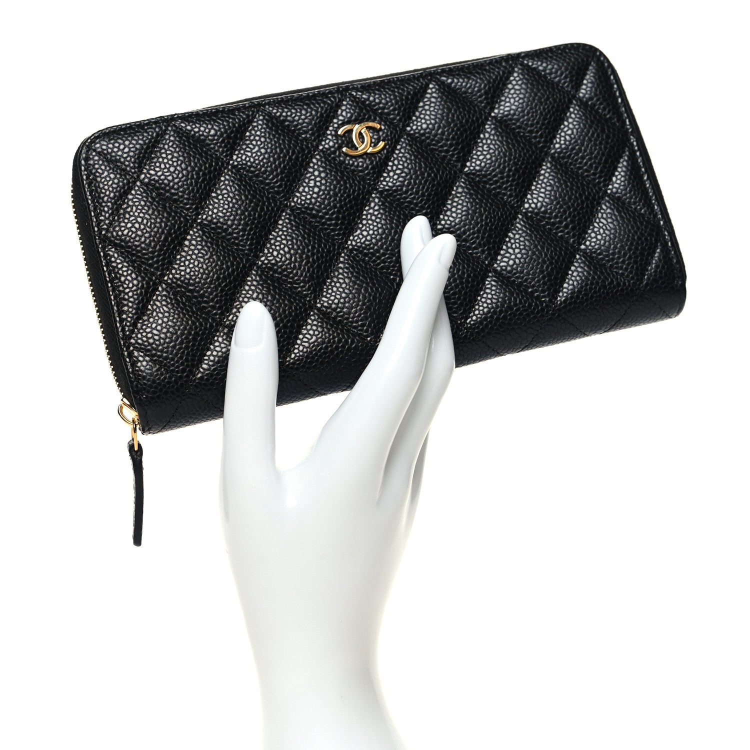 Chanel Caviar Quilted Large Gusset Zip Around Wallet Black 2 of 9