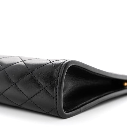 Saint Laurent Lambskin Quilted Monogram Baby Victoire Chain Clutch Bag Black 10 of 11
