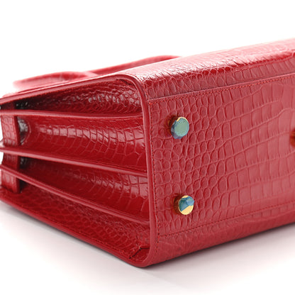 Saint Laurent Calfskin Crocodile Embossed Baby Sac De Jour Red 5 of 8