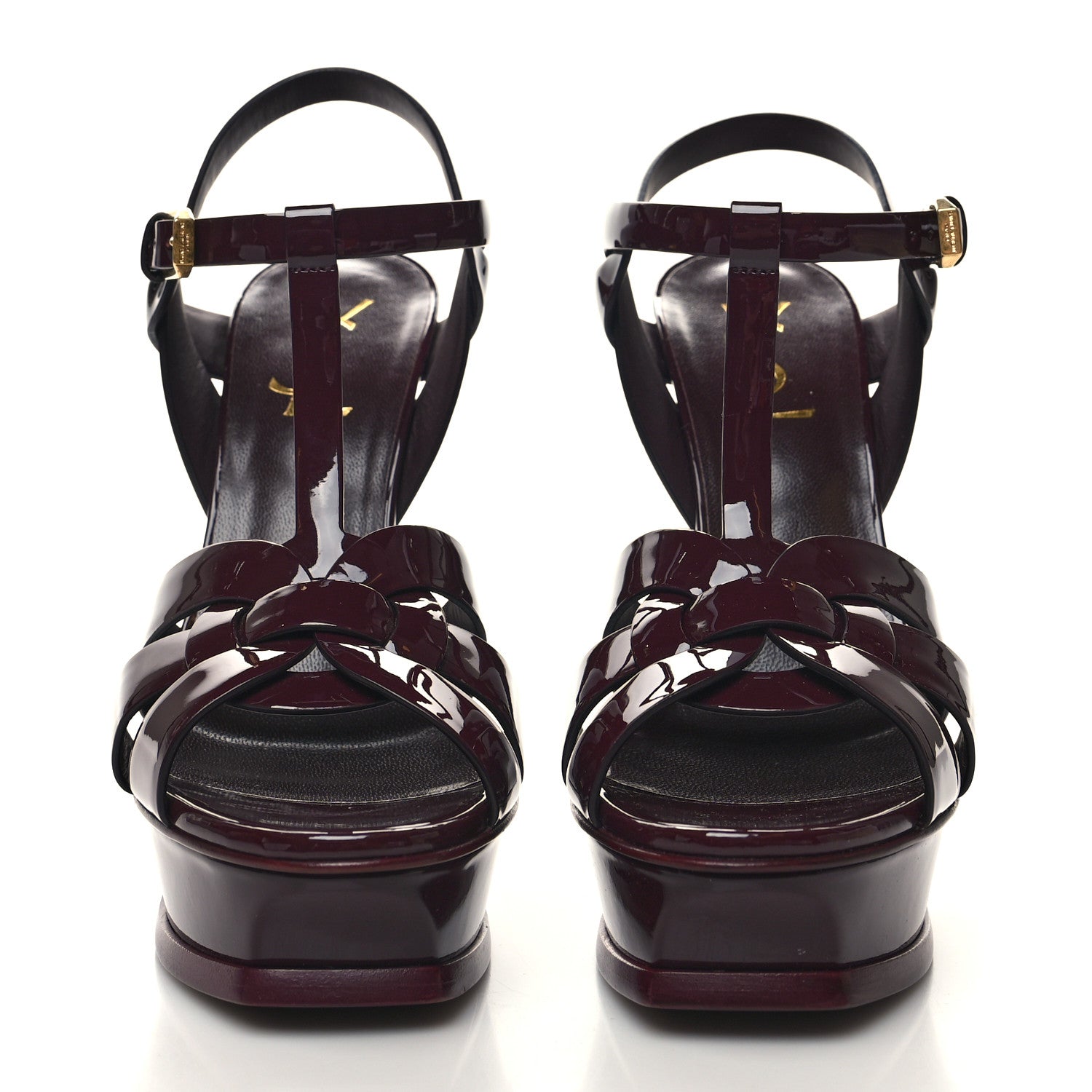 Saint Laurent Patent Tribute 105 Platform Sandals 37 Barolo 2 of 9