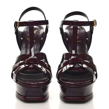 Saint Laurent Patent Tribute 105 Platform Sandals 37 Barolo 2 of 9