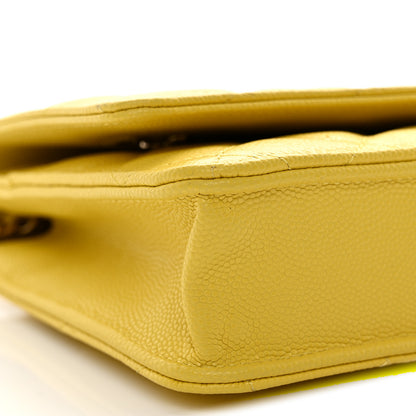 Chanel Caviar Quilted Wallet on Chain WOC Yellow 10 of 12