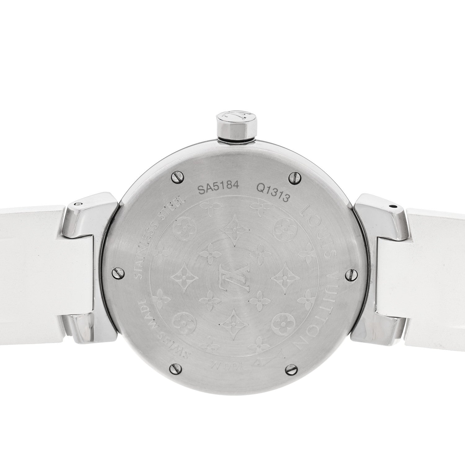Louis Vuitton Stainless Steel Rubber 34mm Tambour Quartz Watch White 4 of 5