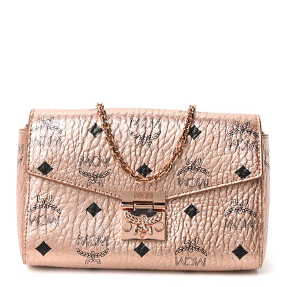 MCM Metallic Visetos Small Millie Crossbody Bag Champagne Gold 1 of 9