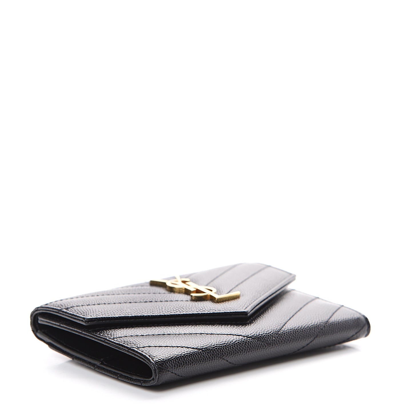 Grain De Poudre Matelasse Chevron Small Monogram Passport Case Black