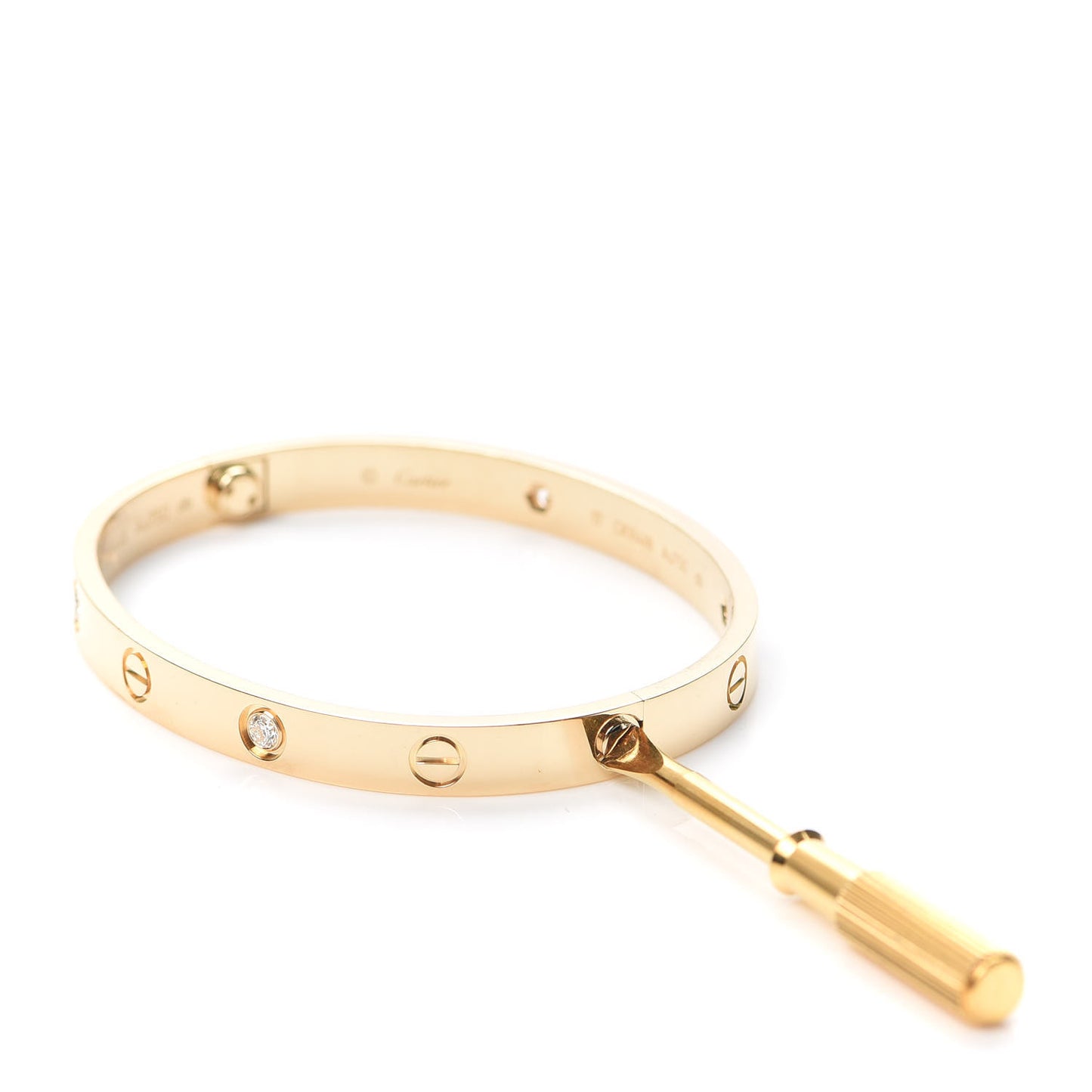 18K Yellow Gold 4 Diamond LOVE Bracelet 17