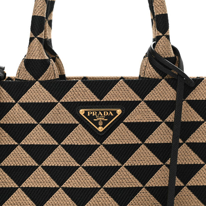 Prada Jacquard Saffiano Triangolo Symbole Embroidered Small Tote Black Corda 8 of 10