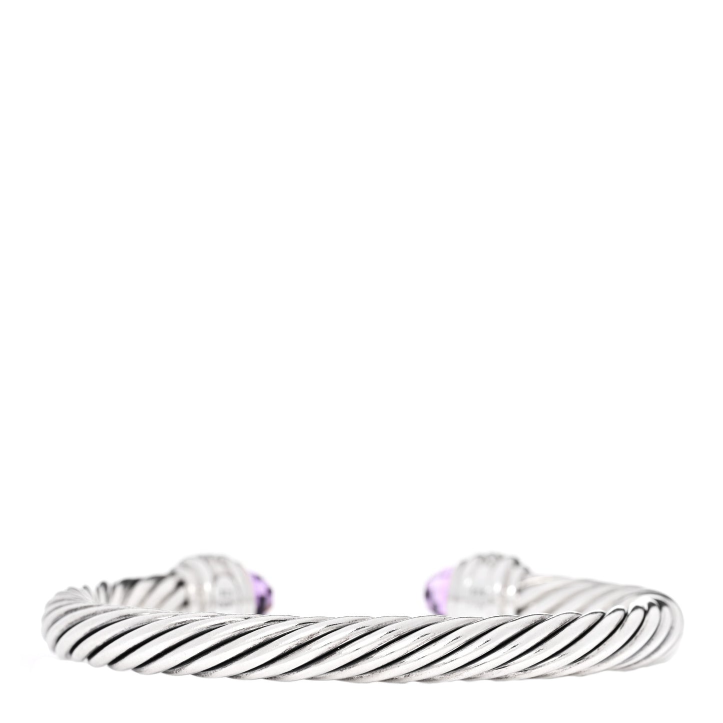 Sterling Silver Diamond Amethyst 7mm Cable Classics Bracelet