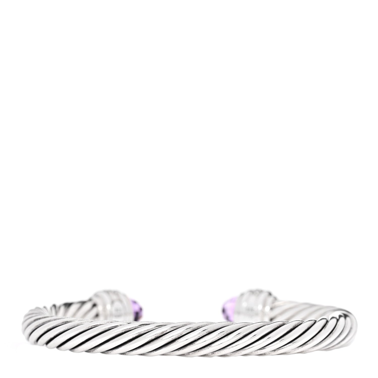 David Yurman Sterling Silver Diamond Amethyst 7mm Cable Classics Bracelet 2 of 4