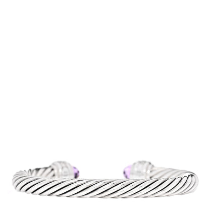 David Yurman Sterling Silver Diamond Amethyst 7mm Cable Classics Bracelet 2 of 4