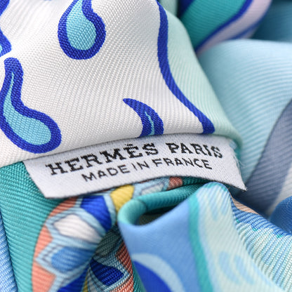 Hermes Silk Patchwork Claudia Scrunchie Pale Blue 3 of 4