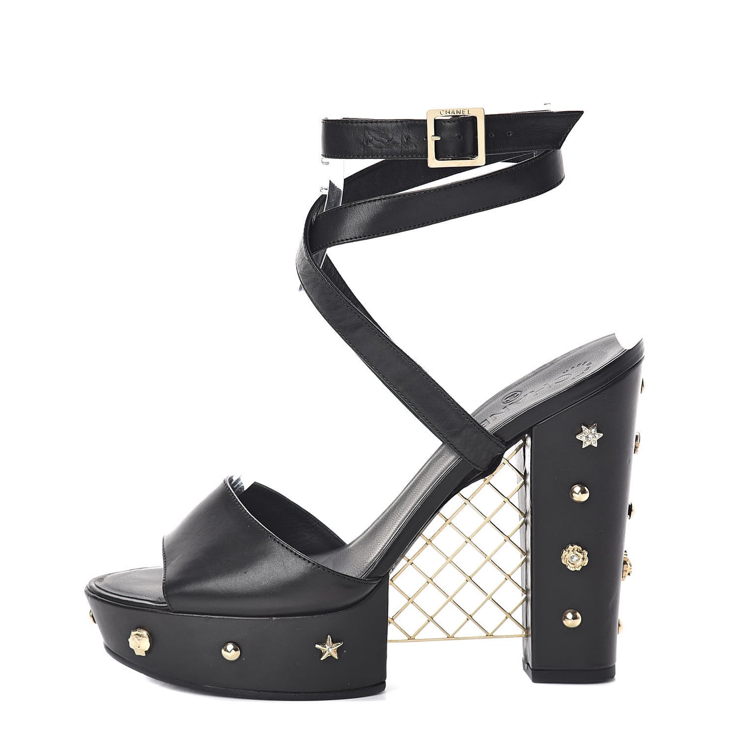 Calfskin Studded Platform Pumps 40 Black