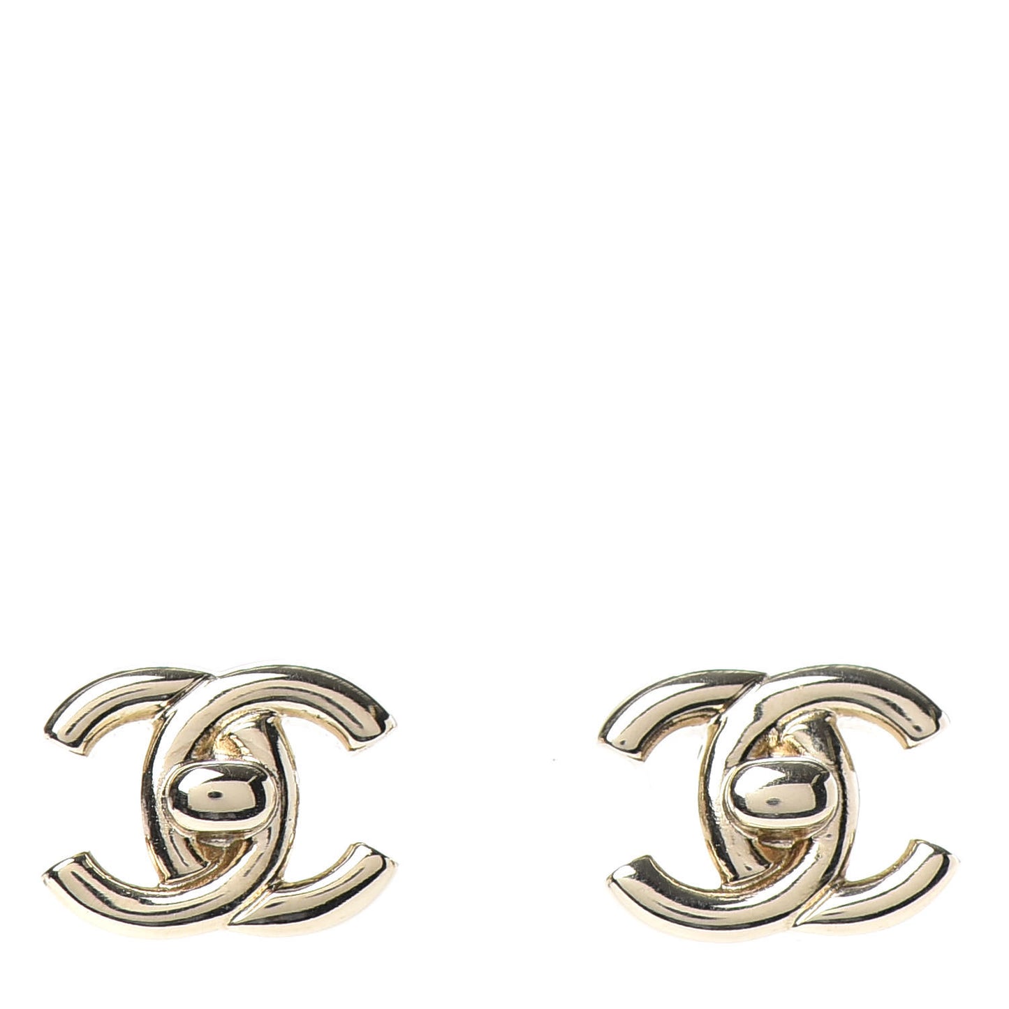 Metal CC Turnlock Earrings Gold