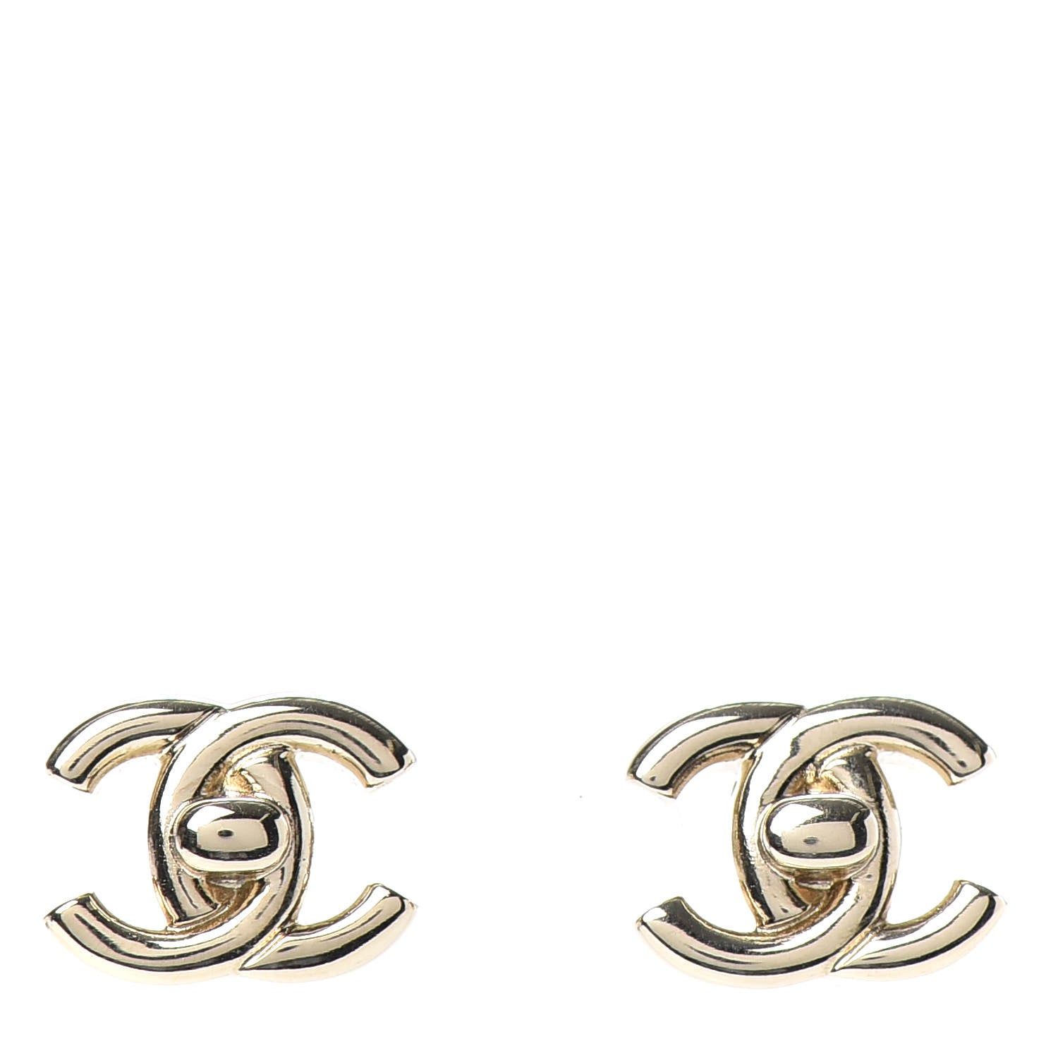 Chanel Metal CC Turnlock Earrings Gold 1 of 4
