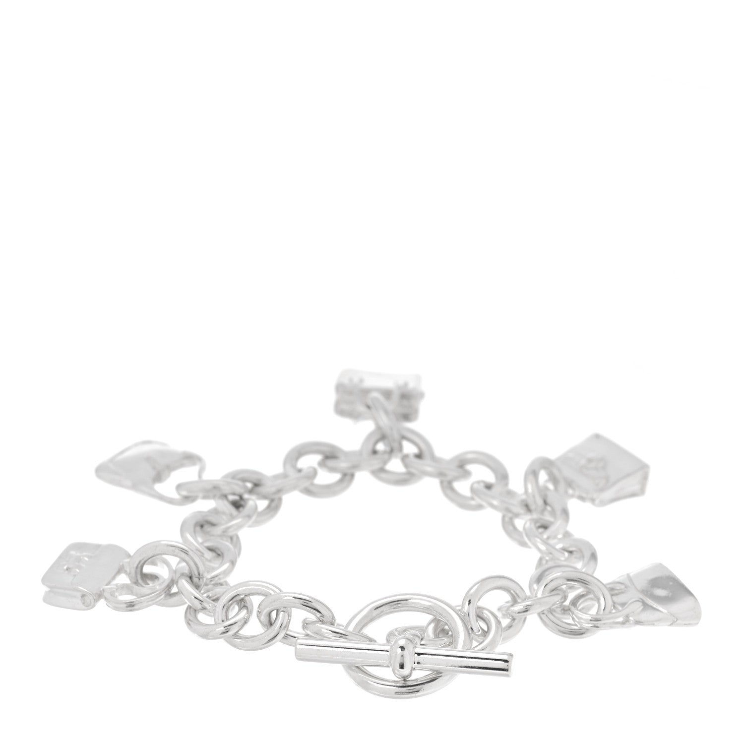 Hermes Sterling Silver Five Bags Amulette Charm Bracelet ST 2 of 5