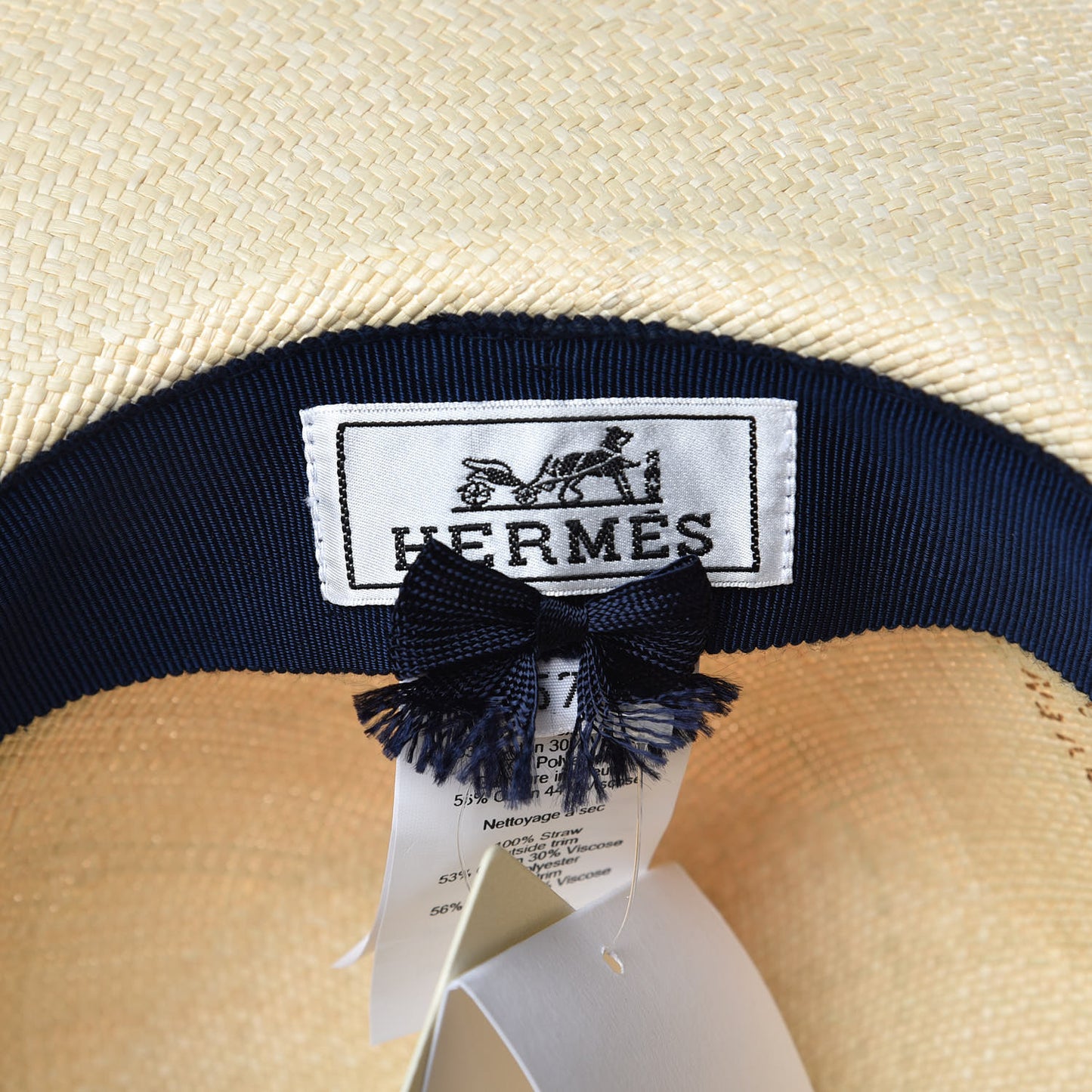 Straw Marin Grosgrain Stitched Trinidad Hat 57 Naturel Marine