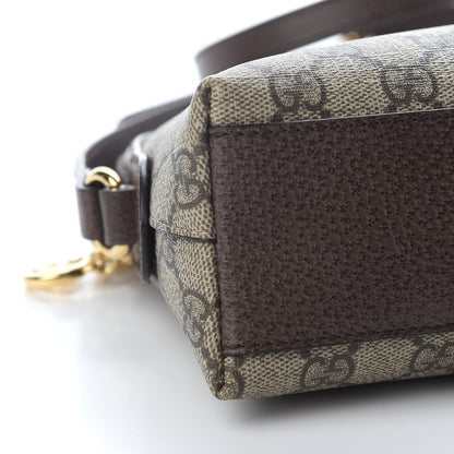 Gucci GG Supreme Monogram Textured Dollar Calfskin Web Small Ophidia Dome Shoulder Bag Beige Ebony New Acero 8 of 9