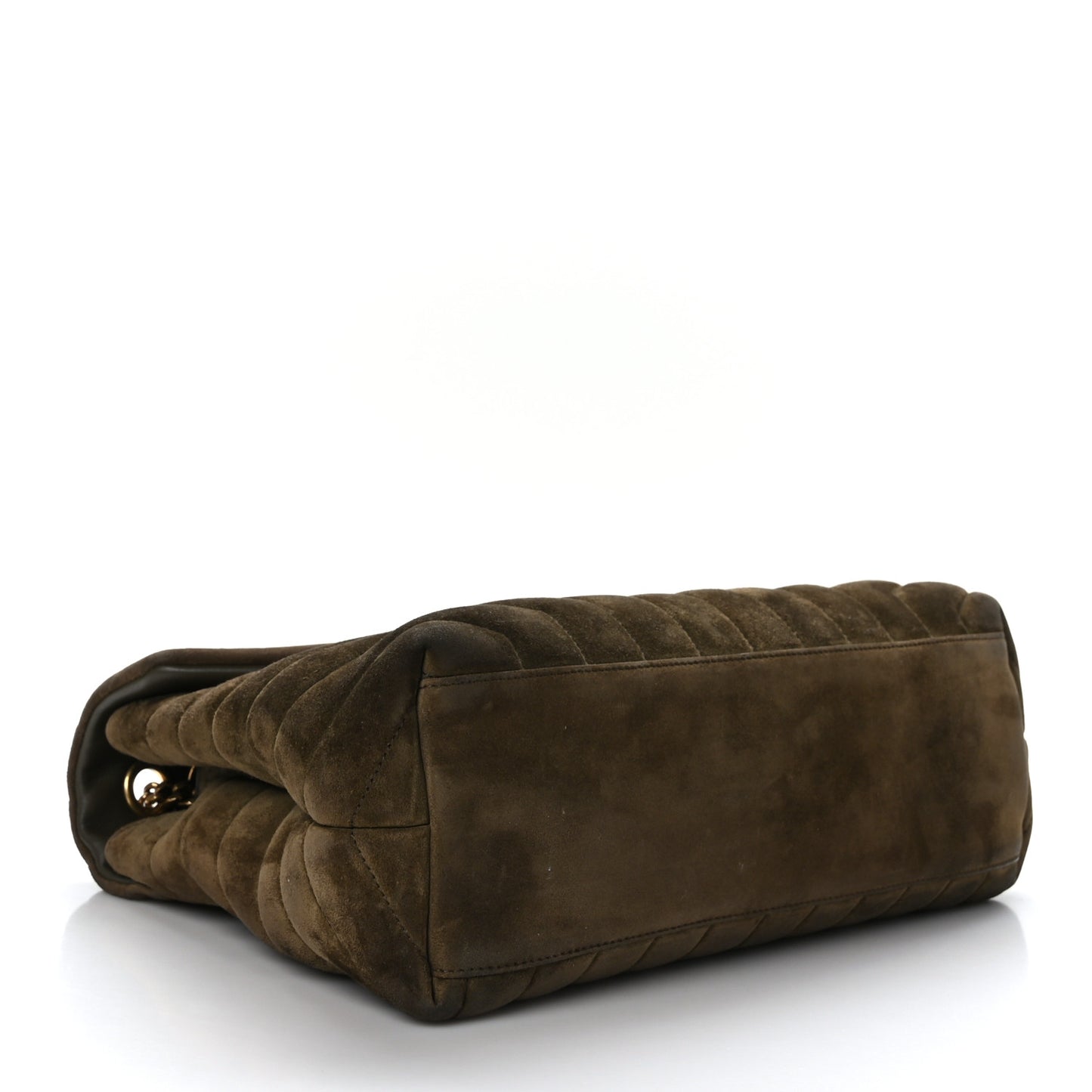 Suede Y Quilted Monogram Medium Loulou Chain Satchel Olive