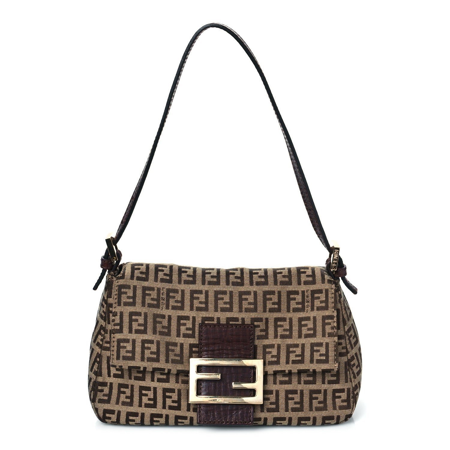 Fendi Zucchino Vitello Mini Mama Baguette Mogano Panna Bruciato 1 of 8